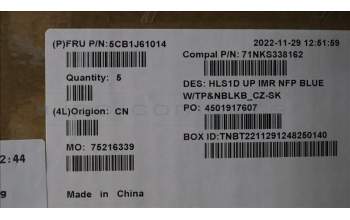 Lenovo 5CB1J61014 COVER UpperCaseASM_CZE/SLK C82VG NFP AB