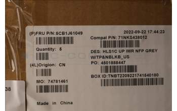 Lenovo 5CB1J61049 COVER UpperCaseASM_ENG C82VF NFP CG