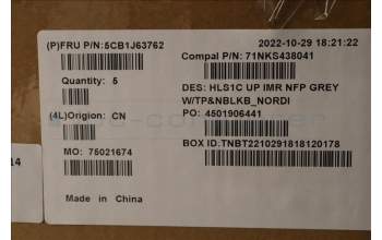 Lenovo 5CB1J63762 COVER UpperCaseASM_NORDIC C82VF NFP CG