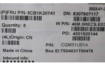 Lenovo 5CB1K20741 COVER Upper Case ASM_CZE/SLK W82XX AB BL