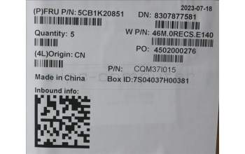 Lenovo 5CB1K20851 COVER Upper Case ASM_SPA W82XX SB BL