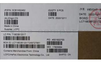 Lenovo 5CB1K62462 COVER Upper Case ASM_CZE/SLK L83B1 OAT