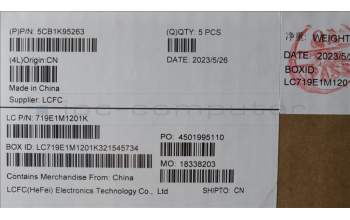 Lenovo 5CB1K95263 COVER Upper Case ASM_CZE/SLK L82XMABFPBL