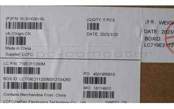 Lenovo 5CB1K98195 COVER Upper Case ASM_UKE L83AS A/G