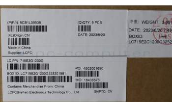 Lenovo 5CB1L09938 COVER Upper Case ASM_GER L82WQ WH WT WOL