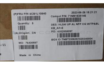 Lenovo 5CB1L10840 COVER UpperCase_ARA C82XD NFP CG BL AL