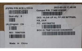 Lenovo 5CB1L10949 COVER UpperCase_GER C82XD FP AB BL AL