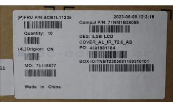 Lenovo 5CB1L11335 COVER LCD Cover W/Ant C82XF T26IR AL AB