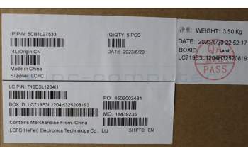 Lenovo 5CB1L27533 COVER Upper Case ASM_UKE L82XQ AG NBL