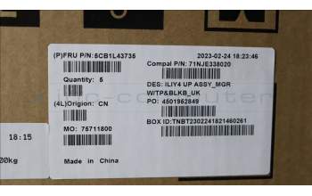 Lenovo 5CB1L43735 COVER UpperCaseASM_UKE C21JG MG BL