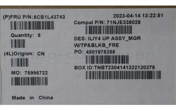 Lenovo 5CB1L43743 COVER UpperCaseASM_FRA C21JG MG BL