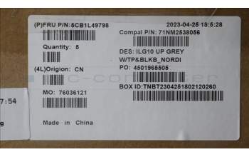 Lenovo 5CB1L49798 COVER Upper Case ASM_NORDIC C 82XV BL