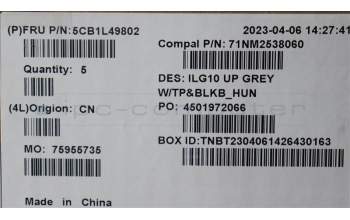 Lenovo 5CB1L49802 COVER Upper Case ASM_HUN C 82XV BL