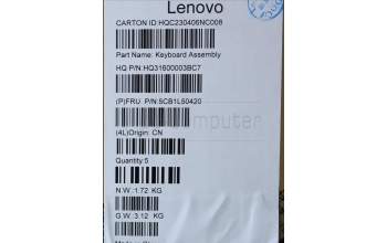 Lenovo 5CB1L50420 COVER Upper Case ASM_SWS H 83BS NFP ARGY