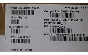 Lenovo 5CB1L50483 COVER UpCase_UKE C82XF NFP CG BL ALDF