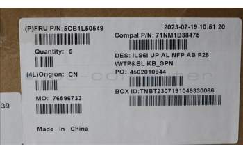 Lenovo 5CB1L50549 C-Abdeckung mit Tastatur, Spanisch, Tiefblau, Hintergrundbeleuchtung, Ohne_Fingerabdruckscanner