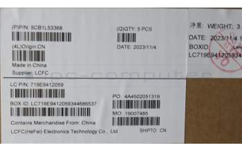 Lenovo 5CB1L53368 C-Abdeckung mit Tastatur, Englisch (US, Euro), arktisgrau, Ohne_Hintergrundbeleuchtung, Ohne_Fingerabdruckscanner