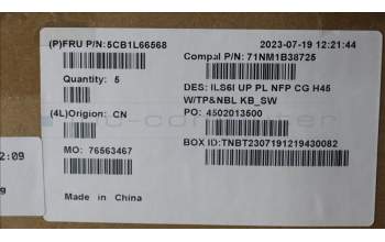 Lenovo 5CB1L66568 C-Cover with keyboard,Switzerland,Cloud Grey,Non_Backlight,Non_FingerPrint