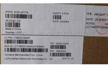 Lenovo 5CB1L67775 COVER Upper Case ASM_FRA/ARA L83A1 TEX