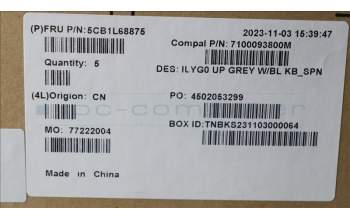 Lenovo 5CB1L68875 COVER Upper Case ASM_SPA C 82Y4 BLWH