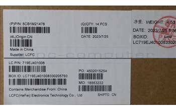 Lenovo 5CB1M21478 COVER FRU COVER KE451_D_COVER_AL_ASSY_GY