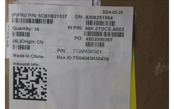 Lenovo 5CB1M21537 A-Cover, ASM, Plastic, 3.2T, 5M Camera, WWAN, COOK