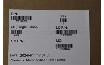 Lenovo 5CB1M21568 Cover LT4E1, A-Cover, CFRP_LP_BK