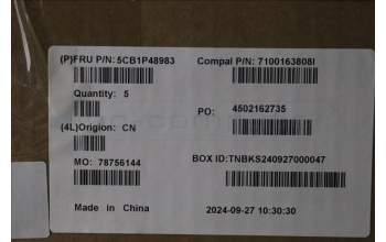 Lenovo 5CB1P48983 C-Cover with keyboard, Portuguese, Cloud Grey, Backlight, FingerPrint, UK