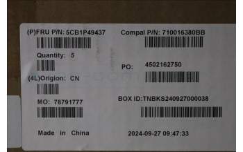 Lenovo 5CB1P49437 C-Cover with keyboard, Belgian, Abyss Blue, Backlight, Non-FingerPrint, UK