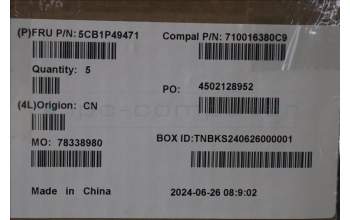 Lenovo 5CB1P49471 COVER UpperCase SWS C83DA FP CG NBLAI AL