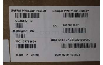 Lenovo 5CB1P55420 COVER Upper Case ASM ENG C 83DG LGRGBAI