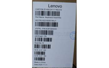 Lenovo 5CB1Q64059 C-Cover with keyboard,English,Luna Grey,Backlight
