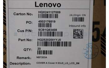 Lenovo 5CB1Q83408 A-Cover, 83J0, Luna Grey, LCD_5M
