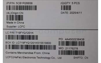 Lenovo 5CB1R26658 C-Cover with keyboard, UK English, Luna Grey, Non-Backlight, UK