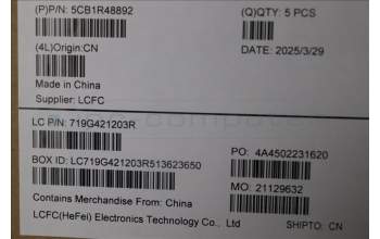 Lenovo 5CB1R48892 C-Cover with keyboard, Belgian, Arctic Grey, Non-Backlight, Non-FingerPrint, UK