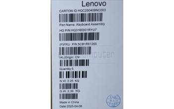 Lenovo 5CB1R61265 C-Cover with keyboard, Spanish, Luna Grey, Non_FingerPrint, Puresight Logo
