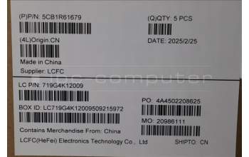 Lenovo 5CB1R61679 C-Cover with keyboard, German, Luna Grey, Non-Puresight Logo, Screw, UK