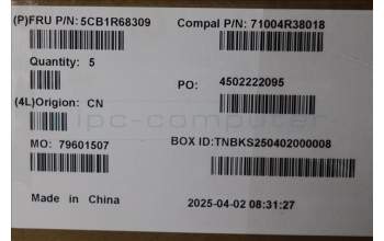 Lenovo 5CB1R68309 C-Cover with keyboard, Portuguese, Luna Grey, Puresight Logo, UK