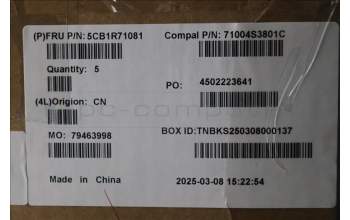 Lenovo 5CB1R71081 C-Cover with keyboard, Czech Slovakian, Luna Grey, UK