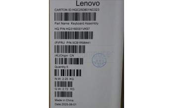 Lenovo 5CB1R98441 C-Cover with keyboard, Spanish, Seashell, FingerPrint, Puresight Logo, UK