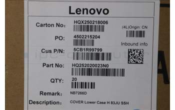 Lenovo 5CB1R99799 COVER Lower Case H 83JU SSH