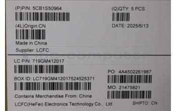 Lenovo 5CB1S50964 C-Cover with keyboard, UK English, Luna Grey, UK