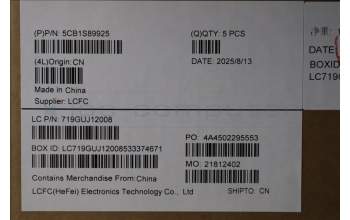 Lenovo 5CB1S89925 C-Cover with keyboard, Spanish, Eclipse Black, White Backlight, Anodizing Sandblasting, UK