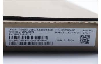 Lenovo 5D50U84648 AI Keyboard External,USB,Spanish,Black