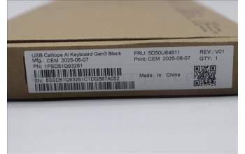 Lenovo 5D50U84811 AI Keyboard External, USB, Nordic, Black