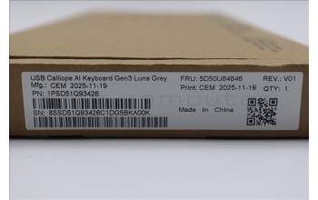 Lenovo 5D50U84846 Keyboard External, USB, Spanish, Luna Grey