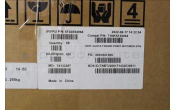 Lenovo 5F30S94968 FINGER_PRT FP BD C 82R0 w/power btn&FFC
