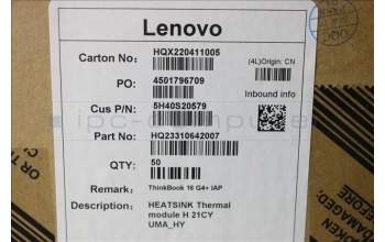 Lenovo 5H40S20579 HEATSINK Thermal module H 21CY UMA_HY
