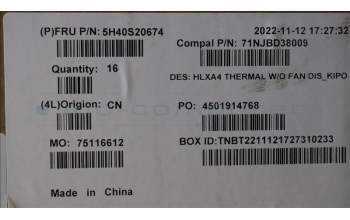 Lenovo 5H40S20674 HEATSINK Heatsink C 21DH DIS KIPO