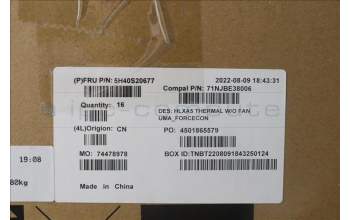 Lenovo 5H40S20677 HEATSINK Heatsink C 21DJ UMA FCN